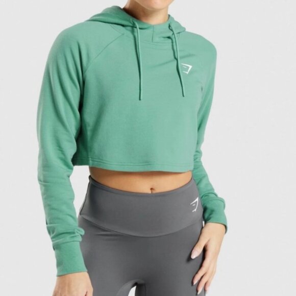 Green Gymshark Women's Cropped Hoodie - Picture 1 of 11